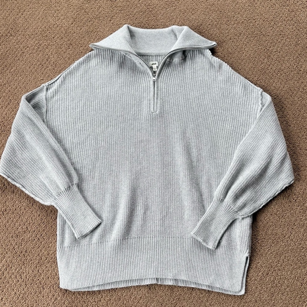 Women’s Aerie light gray Half-Zip Sweater